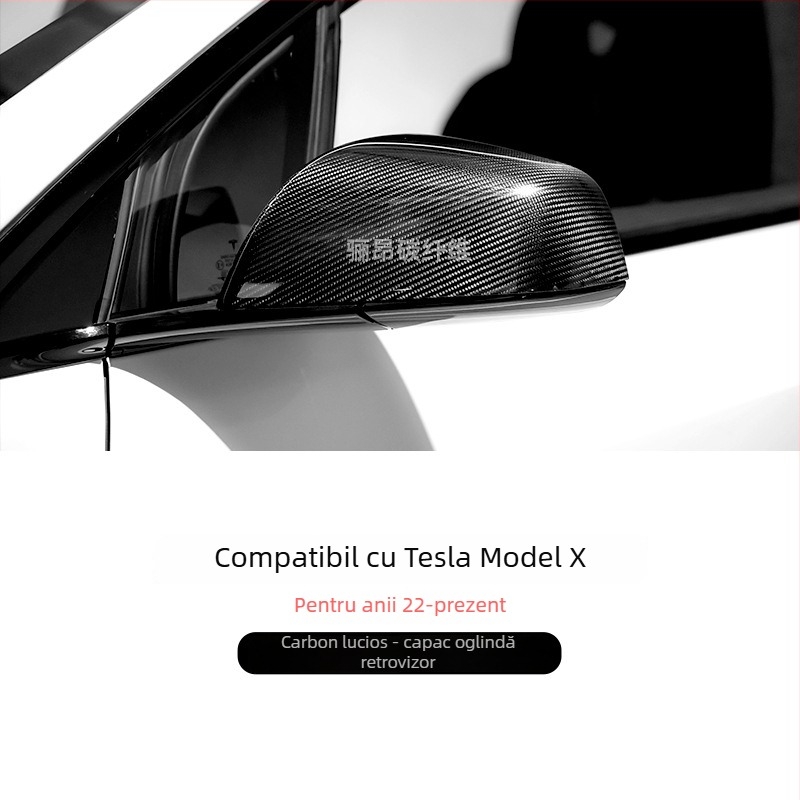 Capac oglindă pentru Tesla Model X (2021–2024) Fibră de carbon reală – Proces de autoclavă cu vid, carbon uscat monobloc exterior – LEEIION