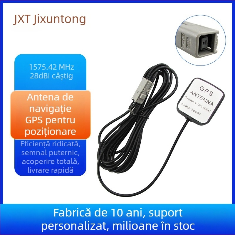 Antena GPS auto JXT-GT5, câștig 28 dB, frecvență 1575.42 MHz, impedanță 50 Ω, tensiune de funcționare 3-5 V
