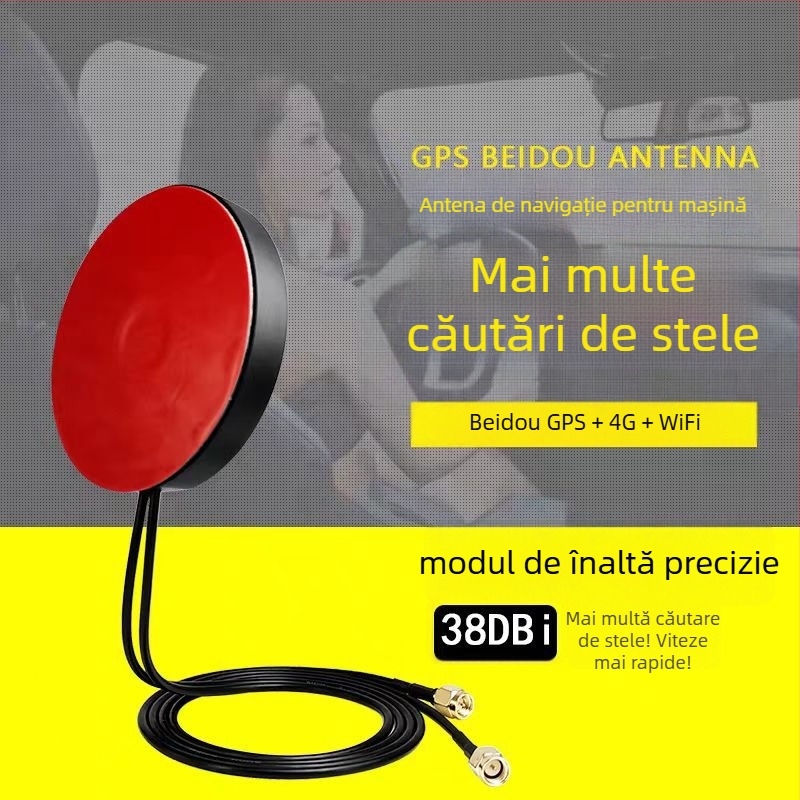 Antena GPS pentru navigație auto cu Beidou – poziționare GNSS duală, amplificator de semnal, receptor 4G și Wi‑Fi