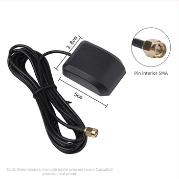 Antena GPS pentru navigație auto, cu filtru și amplificare secundară, câștig de 28 dBi.