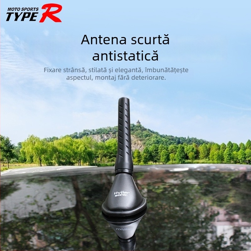Hypersonic HP-6613 antenă auto anti-statică, decorativă, bază tip șezut, montaj prin adeziv, ABS