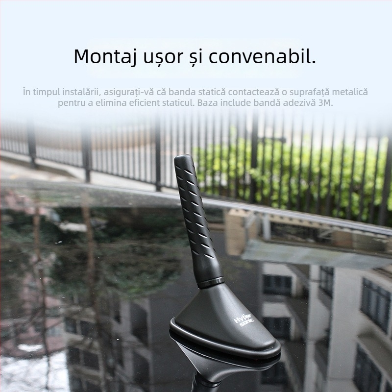 Hypersonic HP-6613 antenă auto anti-statică, decorativă, bază tip șezut, montaj prin adeziv, ABS