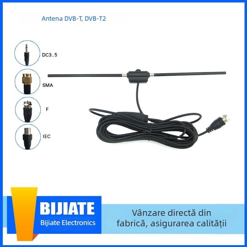 Antena DVB-T pentru interior DVB009, câștig 25, 46–860 MHz, impedanță 50 Ω, SWR ≤ 1.5