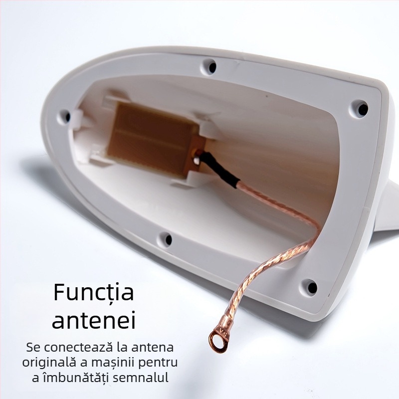 Antena radio auto cu aripioară de rechin pentru acoperiș, montaj cu bandă adezivă, 12V DC, durată de viață 3 ani, compatibilitate generală
