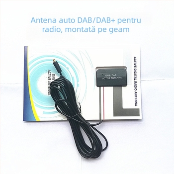 Antena auto pentru DAB/DAB+ radio digital, montaj pe geam, activă, 5V, 0,3A, compatibilă cu SMB/SMA/MCX