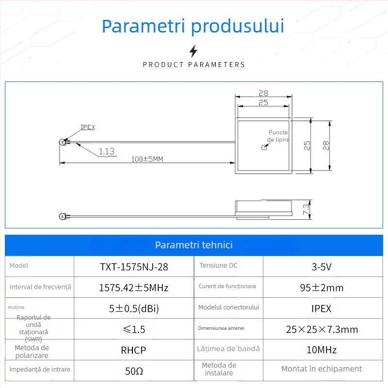 Antenă GPS pentru mașină Tiancong cu Wi‑Fi în bandă întreagă, câștig înalt și semnal stabil