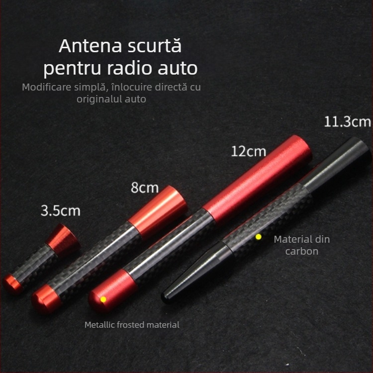 Antena telescopică auto pentru radio, construcție din carbon și metal, potrivire universală, montaj filet