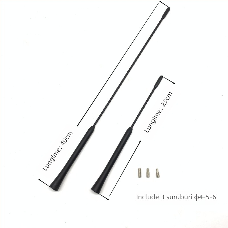 Antena pentru radio auto AM/FM, verticală, montaj filet, 12V, universală