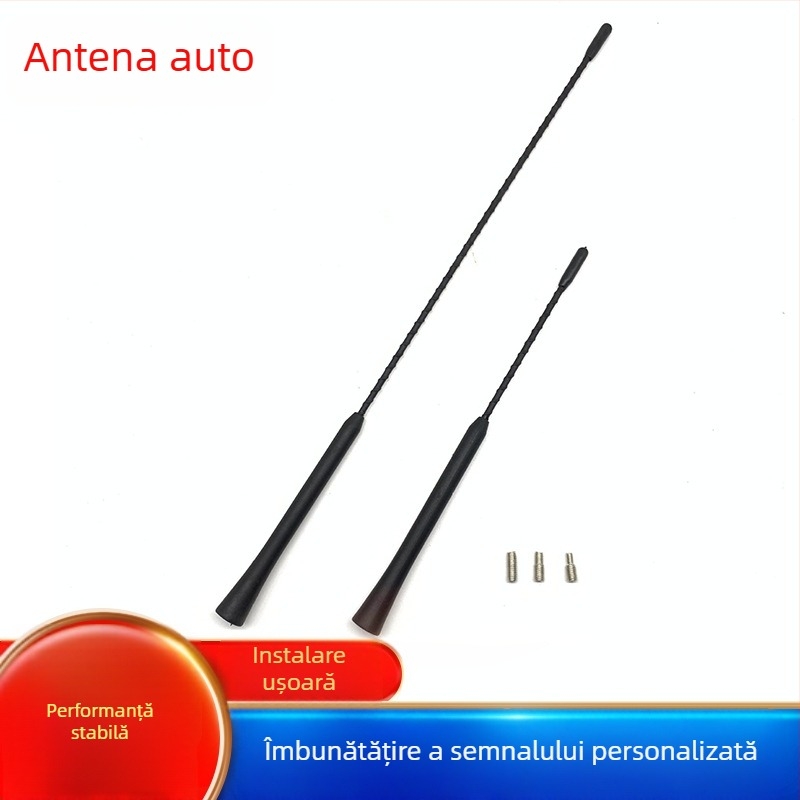 Antena pentru radio auto AM/FM, verticală, montaj filet, 12V, universală