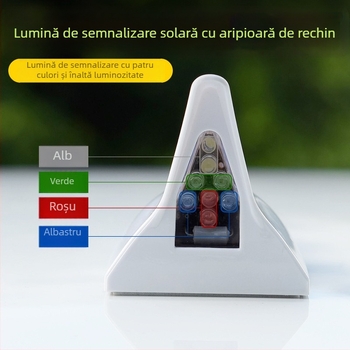 Antena auto cu design shark-fin solar, instalare prin lipire, compatibilitate generală, 8 LED flash