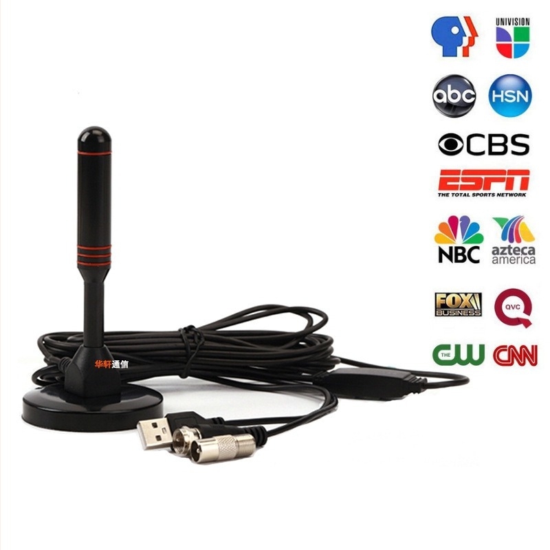 Antena TV digitală HDTV de interior cu DTMB, suport cu ventuză auto, recepție a semnalelor terestre