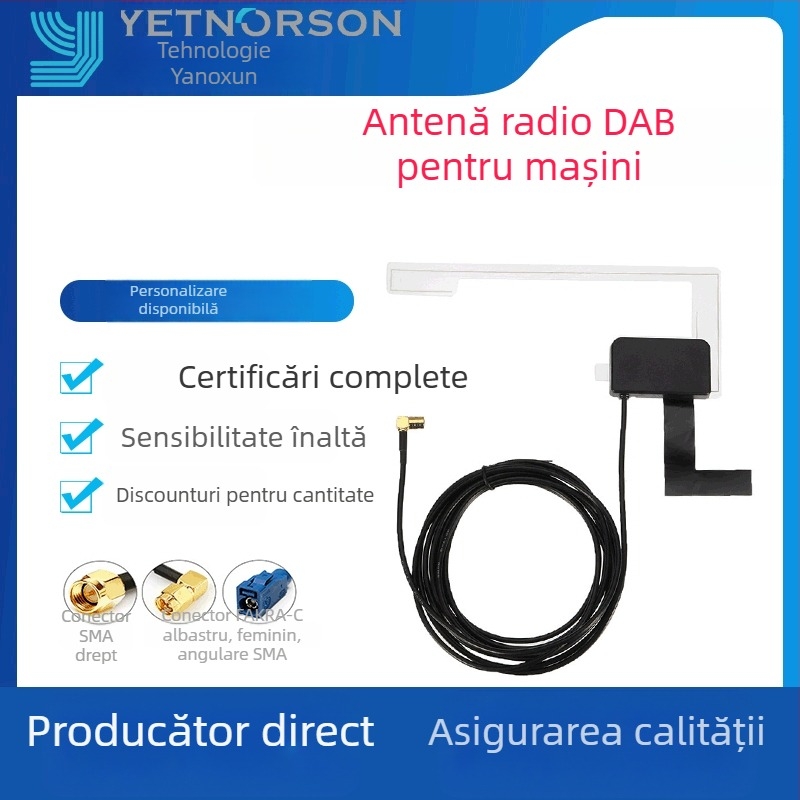 Antena DAB pentru radio auto, antenă patch AM/FM pentru radio digital, câștig înalt, model YNX-AM-01