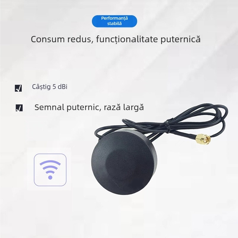 Antena exterioară impermeabilă 4G, cu câștig mare, corp rotund pentru navigație/registrator auto - frecvențe 4G/2.4G/433, 50Ω, SWR ≤1.5, 0-50V