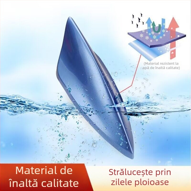 Antena radio auto în formă shark fin – montaj prin adeziv, 12V, 0,1A, viață 60.000 h, model universal