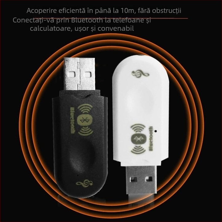 Convertor audio Bluetooth pentru mașină RKD-3, BT 5.0, interfața USB, plug-and-play, rază de 10 m
