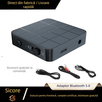 Kn321 Bluetooth 5.0 USB 2-in-1 Transmițător/Receptor, 3.5 mm, Plug‑and‑Play, Fără alimentare externă, Rază de 10 m