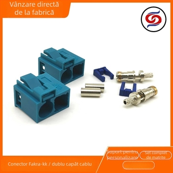 Conector FAKRA dublu feminin pentru antenă cu cablu de extensie RG174/RG316 – FKARA-K, izolator PA66, Comunicații auto