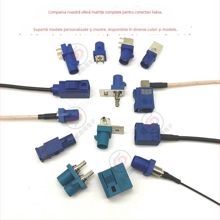 Conector FAKRA dublu feminin pentru antenă cu cablu de extensie RG174/RG316 – FKARA-K, izolator PA66, Comunicații auto