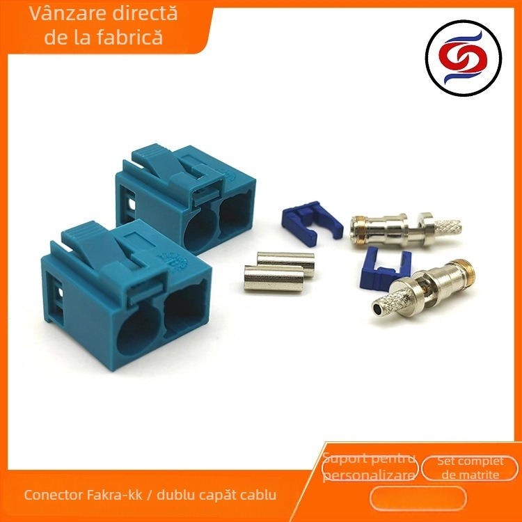 Conector FAKRA dublu feminin pentru antenă cu cablu de extensie RG174/RG316 – FKARA-K, izolator PA66, Comunicații auto