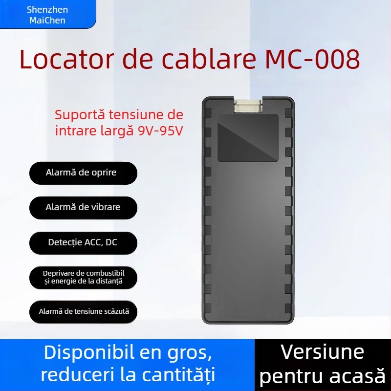 Locator auto cu GPS – precizie <10 m; alarme: vibrație, întrerupere alimentare, alertă mobilă, geofence, depășire viteză; autonomie baterie 72 h; memorie 64 MB