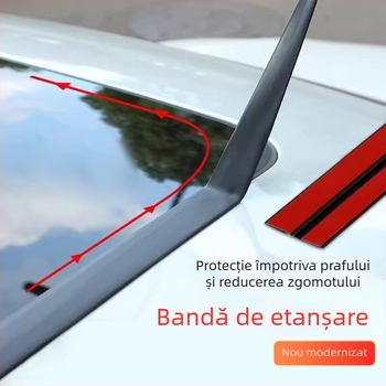 Bandă de etanșare pentru acoperiș auto, din cauciuc, profil în formă de T pentru parbrizele față și spate, etanșare la scurgeri și praf, izolare fonică a plafonului