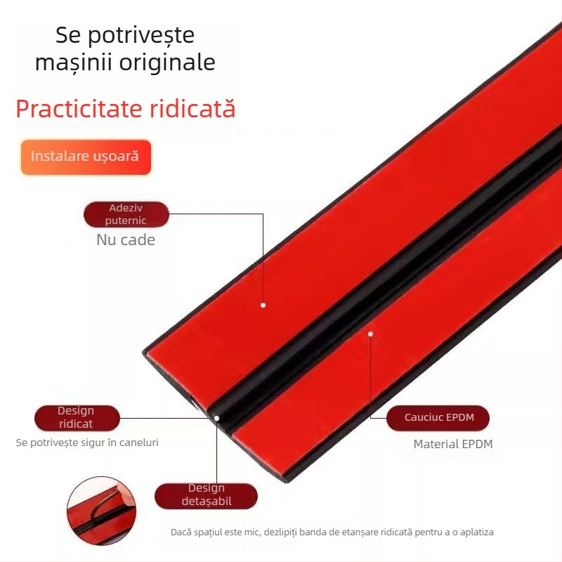 Bandă de etanșare pentru acoperiș auto, din cauciuc, profil în formă de T pentru parbrizele față și spate, etanșare la scurgeri și praf, izolare fonică a plafonului
