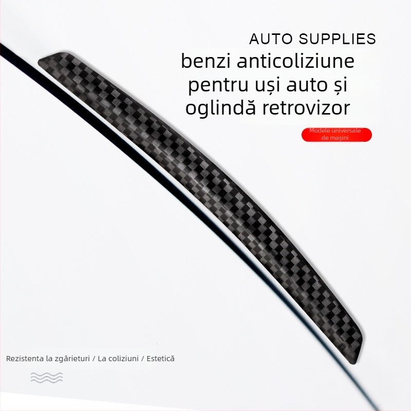 Bandă de protecție a marginii ușii auto cu model din fibră de carbon, PVC, universală