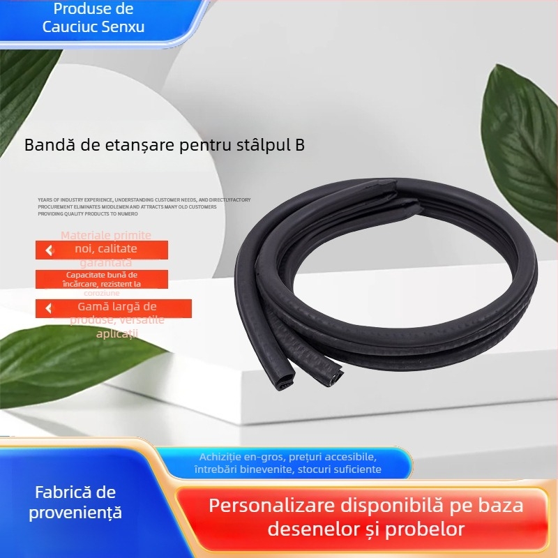 Etanșare pentru B-pilă auto, bandă de etanșare din cauciuc, rezistentă la temperaturi înalte, compozit ne-standard, model 12379, grosime 3 mm, compatibil universal