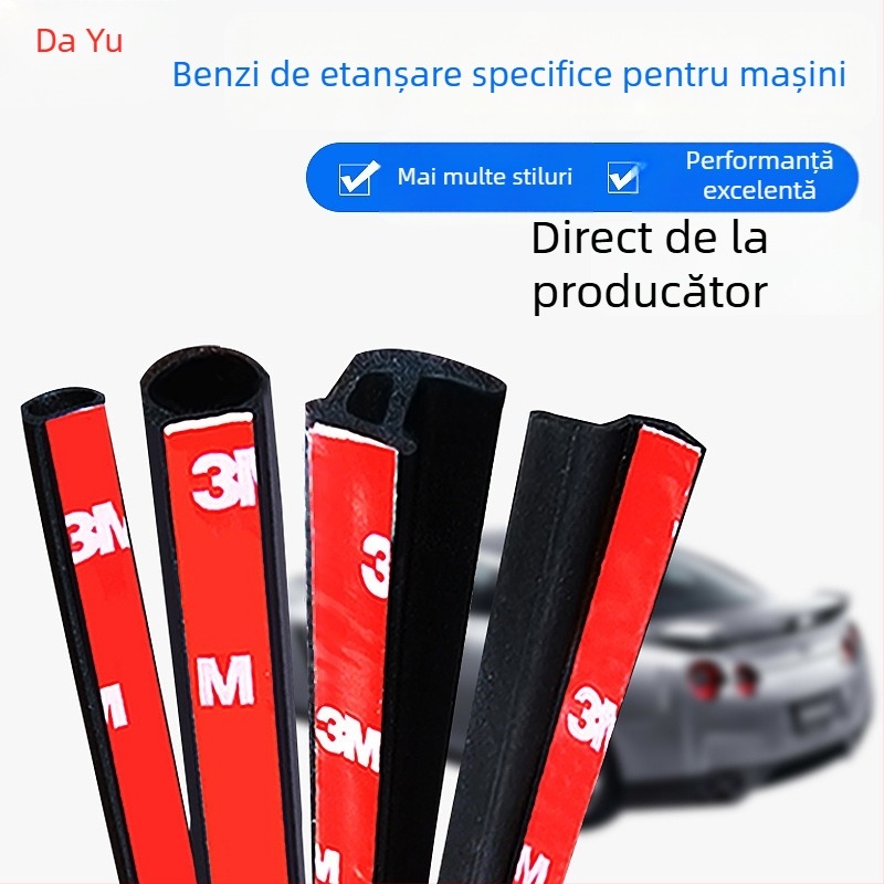 Bandă de etanșare pentru ușă auto, tip D și tip P, profil Z cu bandă adezivă, montare în canelură, izolație și etanșare la apă