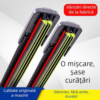 Ștergător auto cu bandă adezivă în 6 straturi, adaptor de conectare, set de 6 ștergătoare, compatibil cu 99% din modele, marca Vision