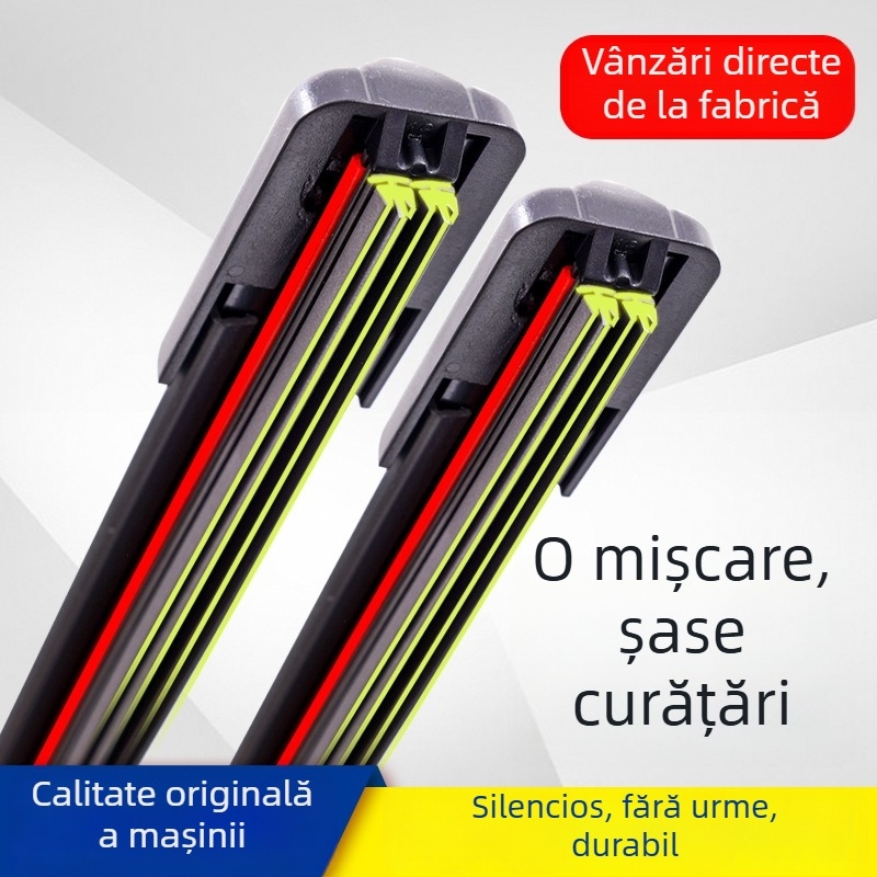 Ștergător auto cu bandă adezivă în 6 straturi, adaptor de conectare, set de 6 ștergătoare, compatibil cu 99% din modele, marca Vision
