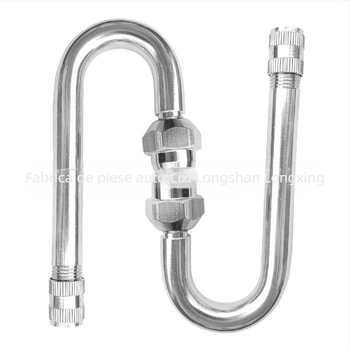 Valvă fără cameră cu tub extensor și capăt cot, corp din cupru, montaj filet, universal pentru autovehicule, autobuze, camioane, motociclete și biciclete