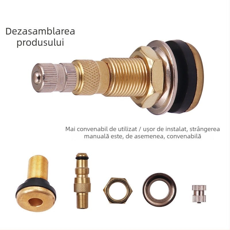 Valvă tubeless pentru anvelope, corp din cupru, Shaft worker, tip de asamblare prin compresie, cavitatea comună a nucleului