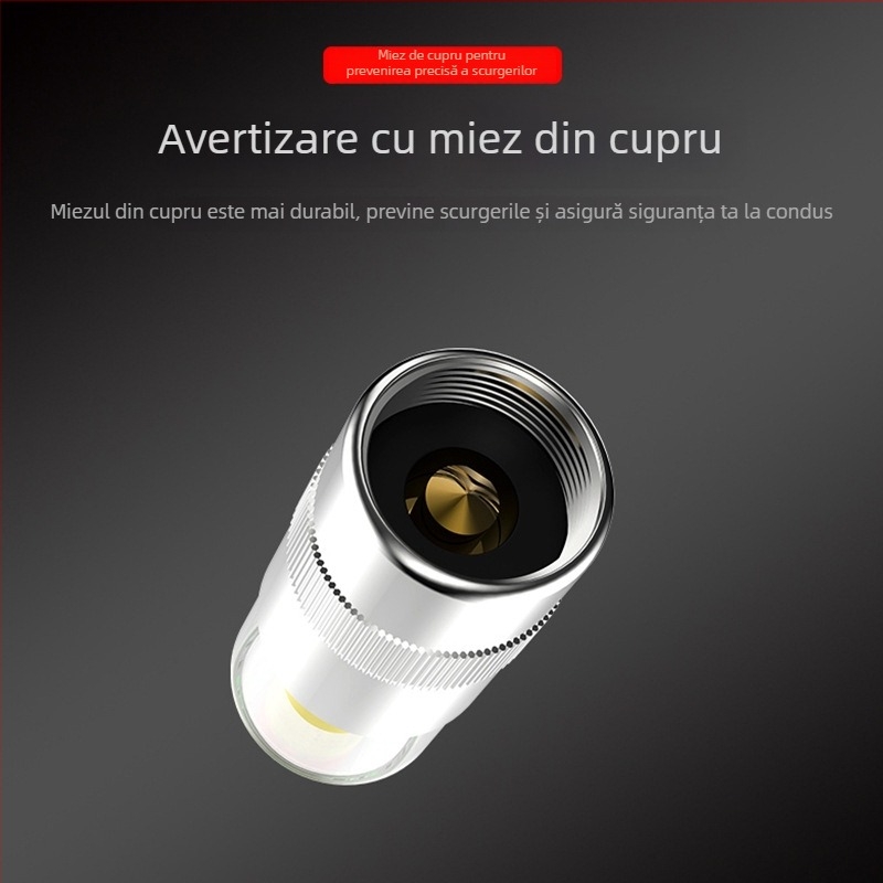 Cap de valve pentru presiunea pneurilor, set 4 bucăți, universal pentru autoturisme, detecție 2.4 bar, nucleu din plastic + cupru