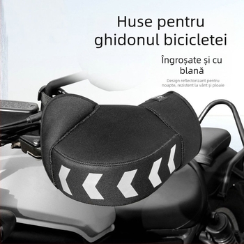 Acoperitoare ghidon motocicletă, universale, iarnă groasă cu fleece polar și SBR diving cloth, reflectorizante