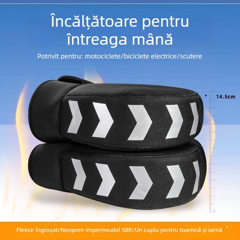 Acoperitoare ghidon motocicletă, universale, iarnă groasă cu fleece polar și SBR diving cloth, reflectorizante