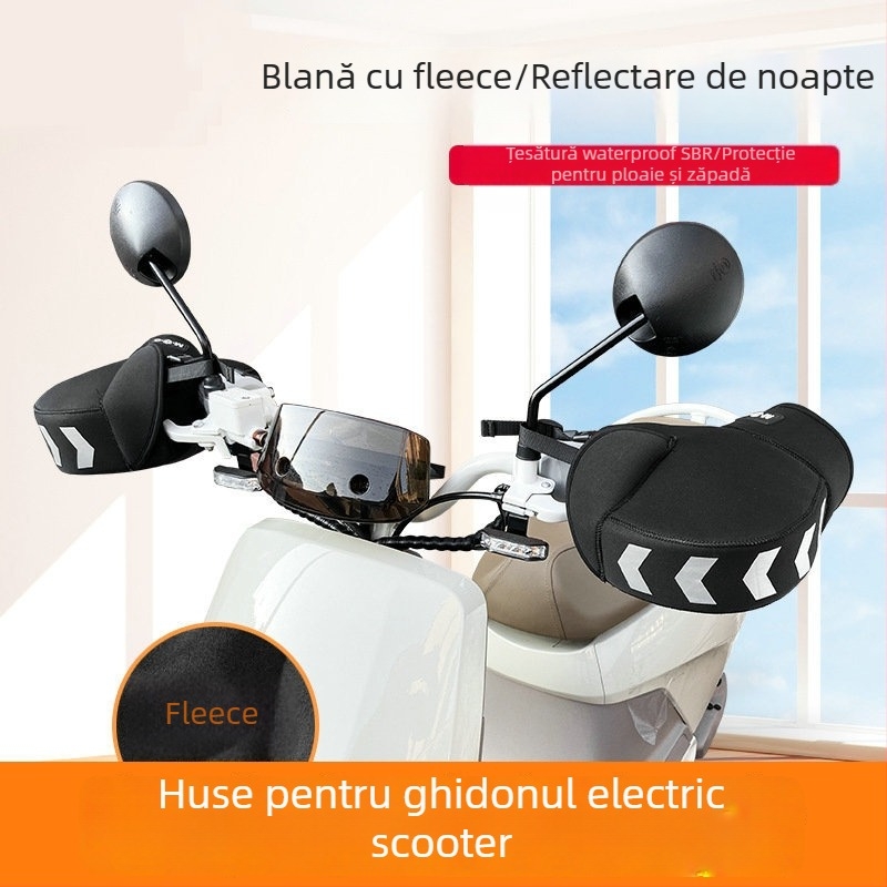 Acoperitoare ghidon motocicletă, universale, iarnă groasă cu fleece polar și SBR diving cloth, reflectorizante