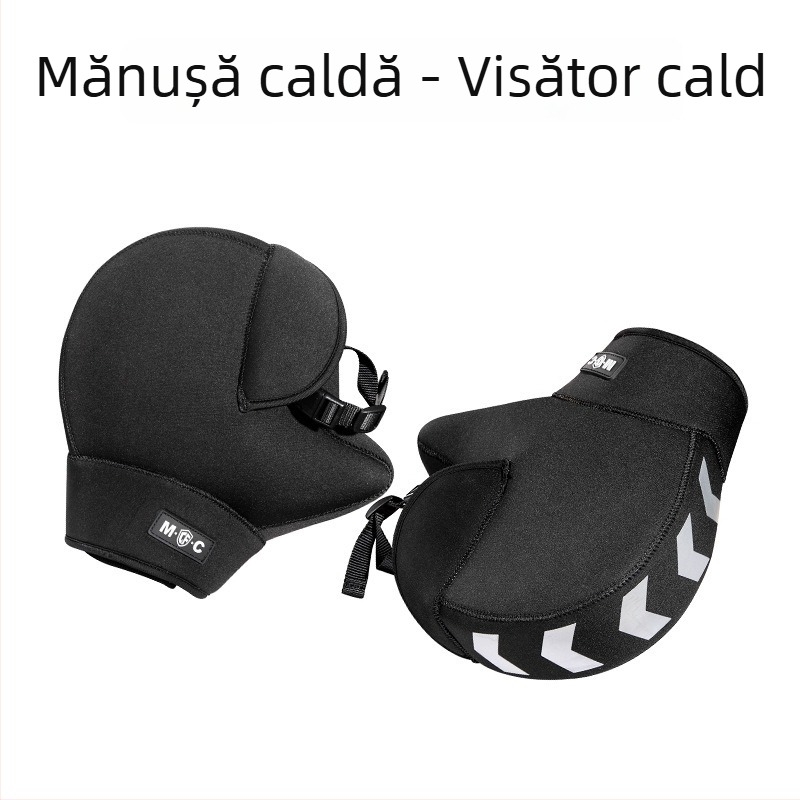 Acoperitoare ghidon motocicletă, universale, iarnă groasă cu fleece polar și SBR diving cloth, reflectorizante