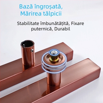 Mâner pentru ușă de sticlă din oțel inoxidabil, țeavă pătrată, antiamprentă, finisaj roz-auriu și titan negru, fără ramă, pentru uși glisante mari din lemn