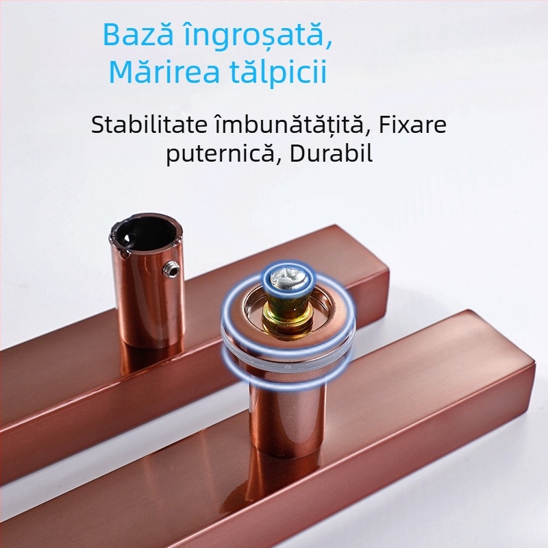 Mâner pentru ușă de sticlă din oțel inoxidabil, țeavă pătrată, antiamprentă, finisaj roz-auriu și titan negru, fără ramă, pentru uși glisante mari din lemn