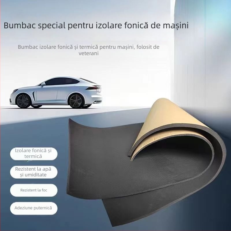 Plăcuță de izolare fonică pentru mașină cu folie de aluminiu și vată izolatoare – MOHUANLI cauciuc și plastic, pentru întregul vehicul, rezistență termică până la 100°C