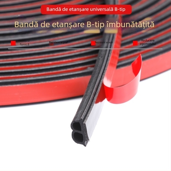 Bandă de etanșare fonoizolantă, B, pentru uși – pentru ușile din față și din spate, etanșează împotriva prafului și apei, reduce zgomotul, din cauciuc; rezistență la îmbătrânire, UV, ozon și la acizi/baze.