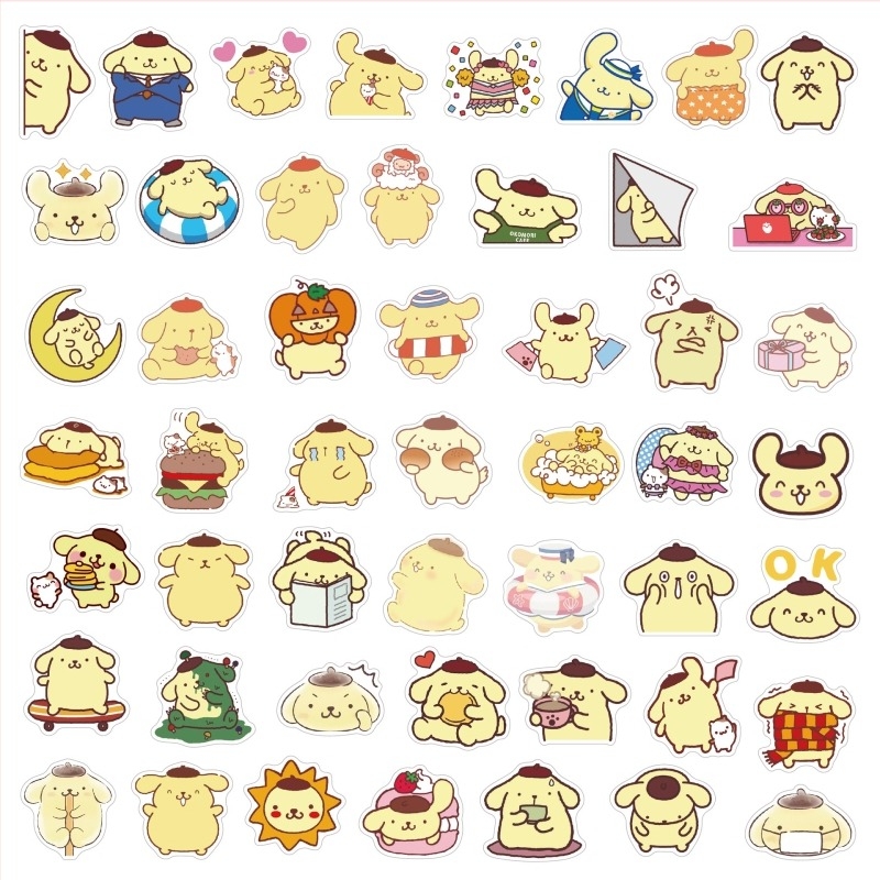 Set autocolante — 50 de bucăți, Pudding Dog, stil cartoon graffiti, impermeabile, pentru laptopuri, chitare și bagaje