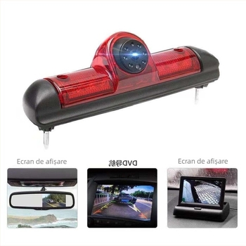 Cameră de mers înapoi cu lumină de frână montată sus pentru Fiat Ducato/Peugeot Citroën camper, 12V, unghi reglabil, NTSC