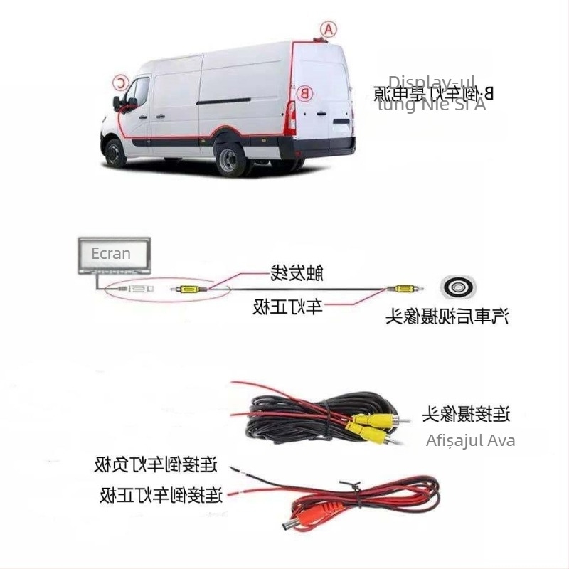 Cameră de mers înapoi cu lumină de frână montată sus pentru Fiat Ducato/Peugeot Citroën camper, 12V, unghi reglabil, NTSC