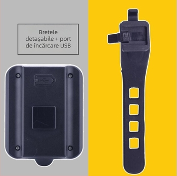 Lampa spate USB reîncărcabilă pentru bicicletă cu frână și avertizare