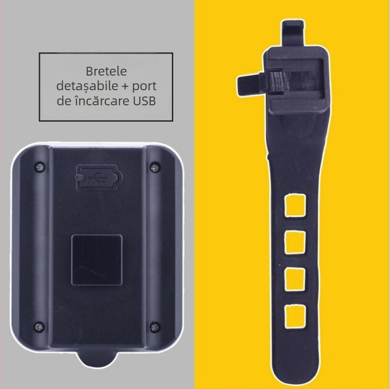 Lampa spate USB reîncărcabilă pentru bicicletă cu frână și avertizare