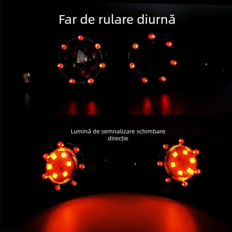 Semnal LED pentru motocicletă în stil Harley, cu far de frână și DRL, 12V, 30W, universal, model 009