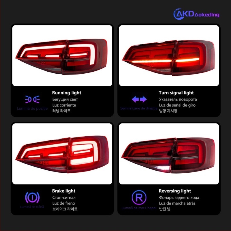 Lampă LED pentru VW Sagitar 2015-2018 cu semnalizare secvențială, lumini de mers, frână și ceață; material PP, 12V, 35W