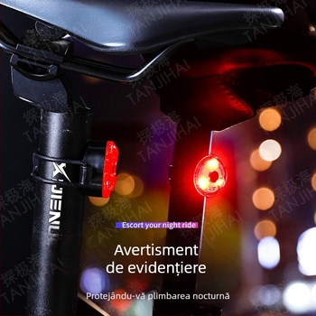 Lumină spate pentru ciclism de noapte – impermeabilă, reîncărcabilă, pentru biciclete de munte, cu funcție de avertizare și frână